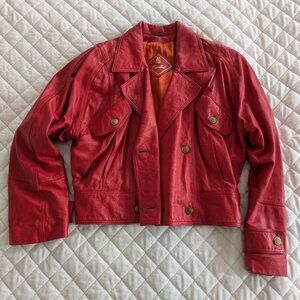 Vintage Red Leather Excelled Short Jacket